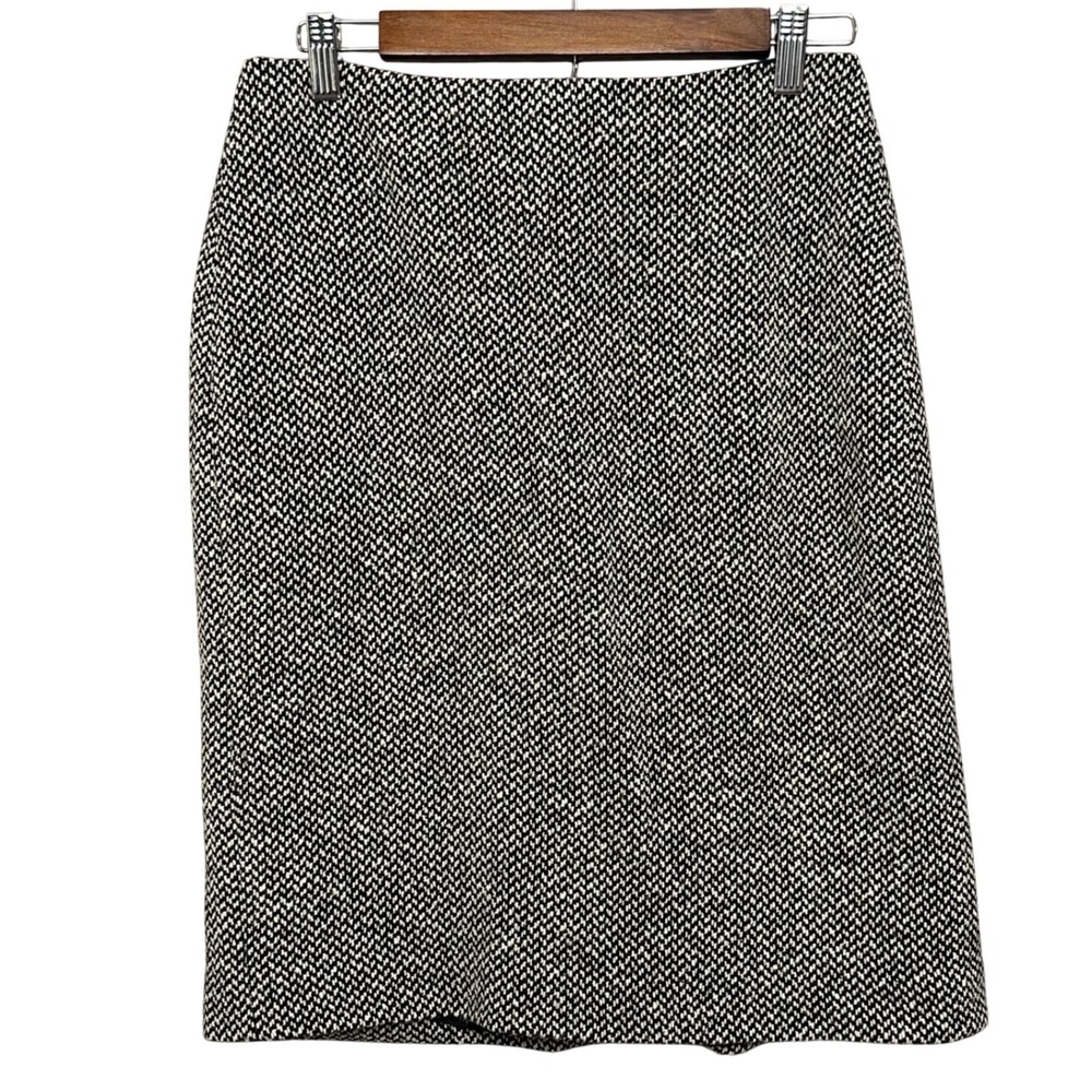 Brooks Brothers Mainline Collection Wool Pencil Skirt 6 Black White Vintage 90s‎